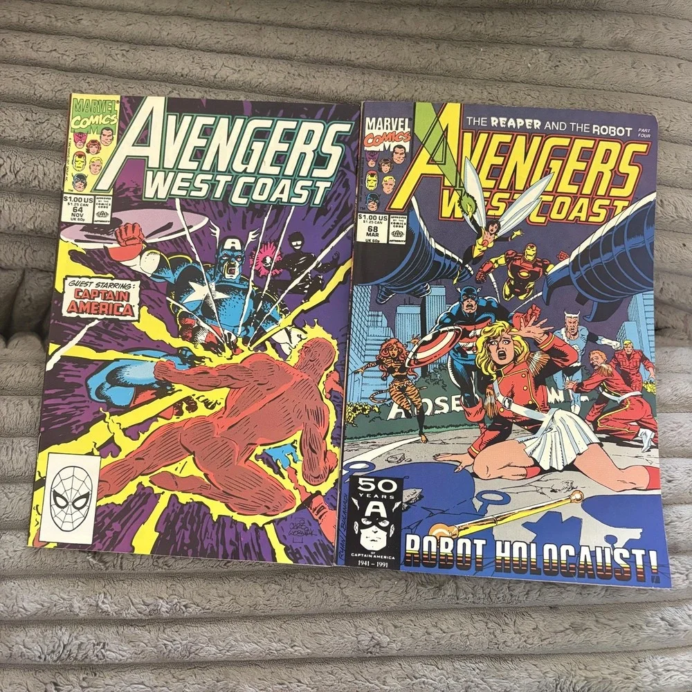 Avengers West Coast Marvel Comics Lot 2 Issues #64 #68 1991 Captain Iron Man Set